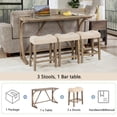 thumbnail image 6 of Tcbosik Small Dining Table Set, 4-Piece Bar Table Set with Charging Station, Counter Height Pub Table & 4 Upholstered Stools for Breakfast Nook, Living Room, Kitchen, Space Saving, Brown, 6 of 9