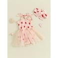 thumbnail image 3 of Suealasg Toddler Baby Girl Valentine's Day Clothes Heart Print Sleeveless Romper Dress and Headband 3M 6M 9M 12M 18M Infant Girls 2pcs Spring Outfits, 3 of 8