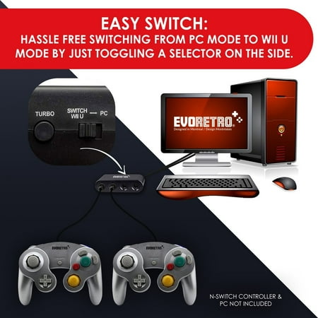 Adapter For Gamecube Controller Wii U Switch And Pc Usb 4 Port By Evoretro Black Walmart Canada