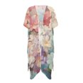 thumbnail image 2 of SCRAWLGOD Cat Daisy Print Beach Cover Ups for Women Long Flowy Swimsuit Coverup Loose Half Sleeve Bathing Suit Cover Up for Beach Party, 2 of 6