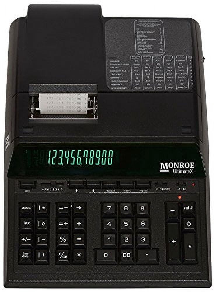 Monroe UltimateX Elite Printing Calculator/Adding Machine Bundle with Ribbons, Paper and Foam Calculator Stand