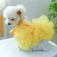 thumbnail image 4 of BAIANNAN 1PC Pet Apparel Dog Autumn and Winter Yellow Flying Sleeve Bow Princess Dress With Drawstring Buckle For Small Medium Dogs, 4 of 6