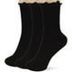 thumbnail image 1 of Zhuge 3 pares de calcetines de algodón para mujer, calcetines con puños con volantes, calcetines casuales con volantes (negros), 1 of 5