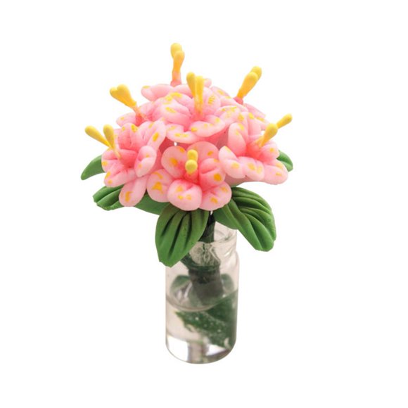 1 12 House Miniature Jasmine Flower Vase Realistic Glass Dried Floral Arrangement Pot Potted Plant Decor for Home Simulation