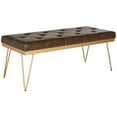 thumbnail image 3 of SAFAVIEH Marcella Contemporary Mid-Century Tufted Bench, Brown/Gold, 3 of 5
