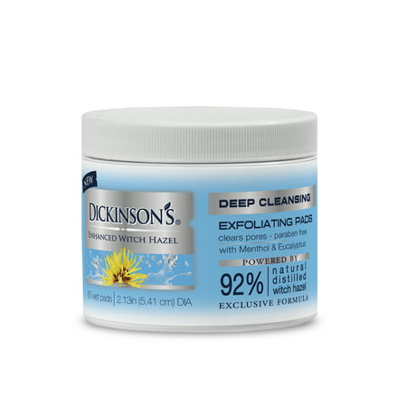 Dickinson's Enhanced Witch Hazel Deep Cleansing Exfoliating Face Pads, 16 fl