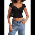 thumbnail image 2 of Camisetas de Mujer, Tops de Verano 2025, Cuello Cuadrado, Corta, Ajustadas, Ropa para Hacer Ejercicio en el Gimnasio. Negro L, 2 of 9