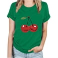 thumbnail image 4 of Busydd Womens Tops Stylish Cherries Graphic Tee Shirts Round Neck Short Sleeve Summer Tops Regular Casual T-Shirts for Women, 4 of 4