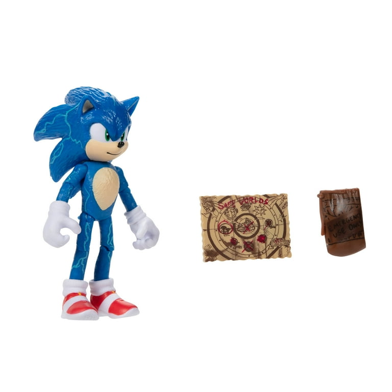 Sonic 2 Movie 4 Inch Figures Sonic with Map & Pouch 