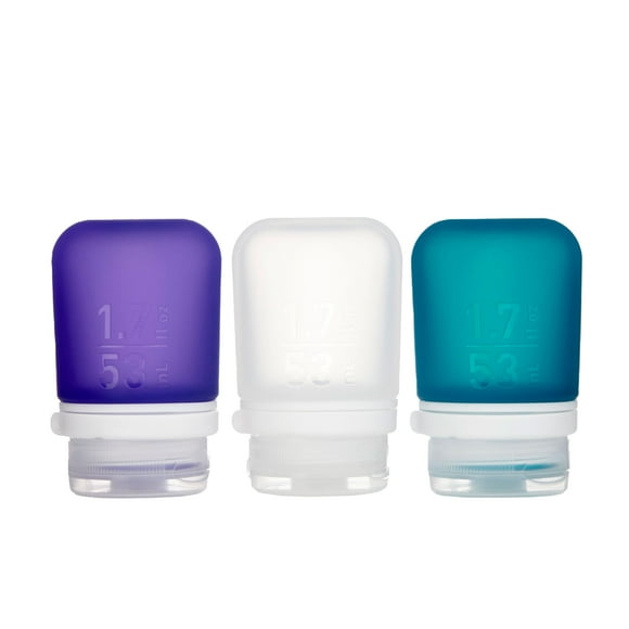 Botellas de viaje humangear GoToob+, silicona recargable, 53 ml, paquete de 3