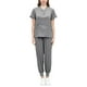 thumbnail image 1 of Conjunto de uniforme exfoliante para mujer, traje lavable a máquina con cuello en V, cintura elástica, ropa de trabajo para enfermera, ropa de trabajo Gris, 1 of 5