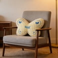 thumbnail image 6 of Butterfly Shaped Throw Pillow, Gingham Plaid Decorative Cushion with Heart Embroidery, Cozy Accent Pillow for Couch,Sofa, Bed, Living Room Decor Yellow, 6 of 6