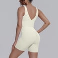 thumbnail image 4 of Telankuip Two Piece Workout Sets for Women Tummy Control Cropped Scoop Neck V-Back Sports Tank Tops Matching High Waisted Yoga Althetic Shorts Solid Color Basic Sports Outfits Beige S, 4 of 6