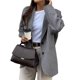 thumbnail image 2 of Blazer para Mujer, Informal, de Negocios, de Larga, con Solapa y Abertura Frontal, para Trabajo y con Bolsillos. Gris L, 2 of 8