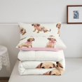 thumbnail image 5 of Homewish Cute Pink Bow Dachshund Twin Comforter Sets,Cartoon Animals Bedding Set,Cream,Pink Reversible,2-Piece,1 Comforter and 1 Pillowcase, 5 of 7
