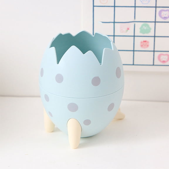 ZOURIH Cute Dinosaur Egg Pen Holder,Kawaii Desk organizer for Pens Makeup Brushes and Stationery,Large Capacity Storage Container Office Decoration,Blue