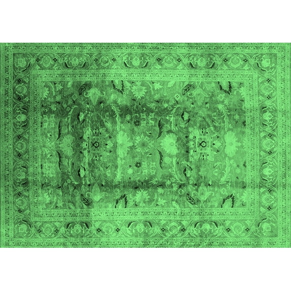 Ahgly Company Indoor Rectangle Oriental Emerald Green Traditional Area Rugs, 8' x 12'