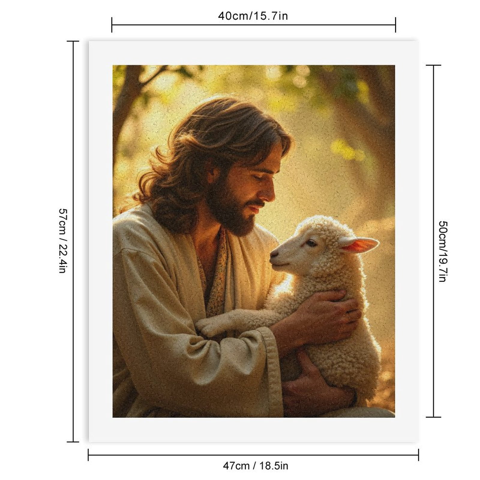 Paint By Numbers Kit for Adults Beginner - DIY Man Holding Lamb In Sunlight Canvas Painting Kits for Adults, Frameless Paint By Number for Adults for Home Wall Decor 16x20 Inch