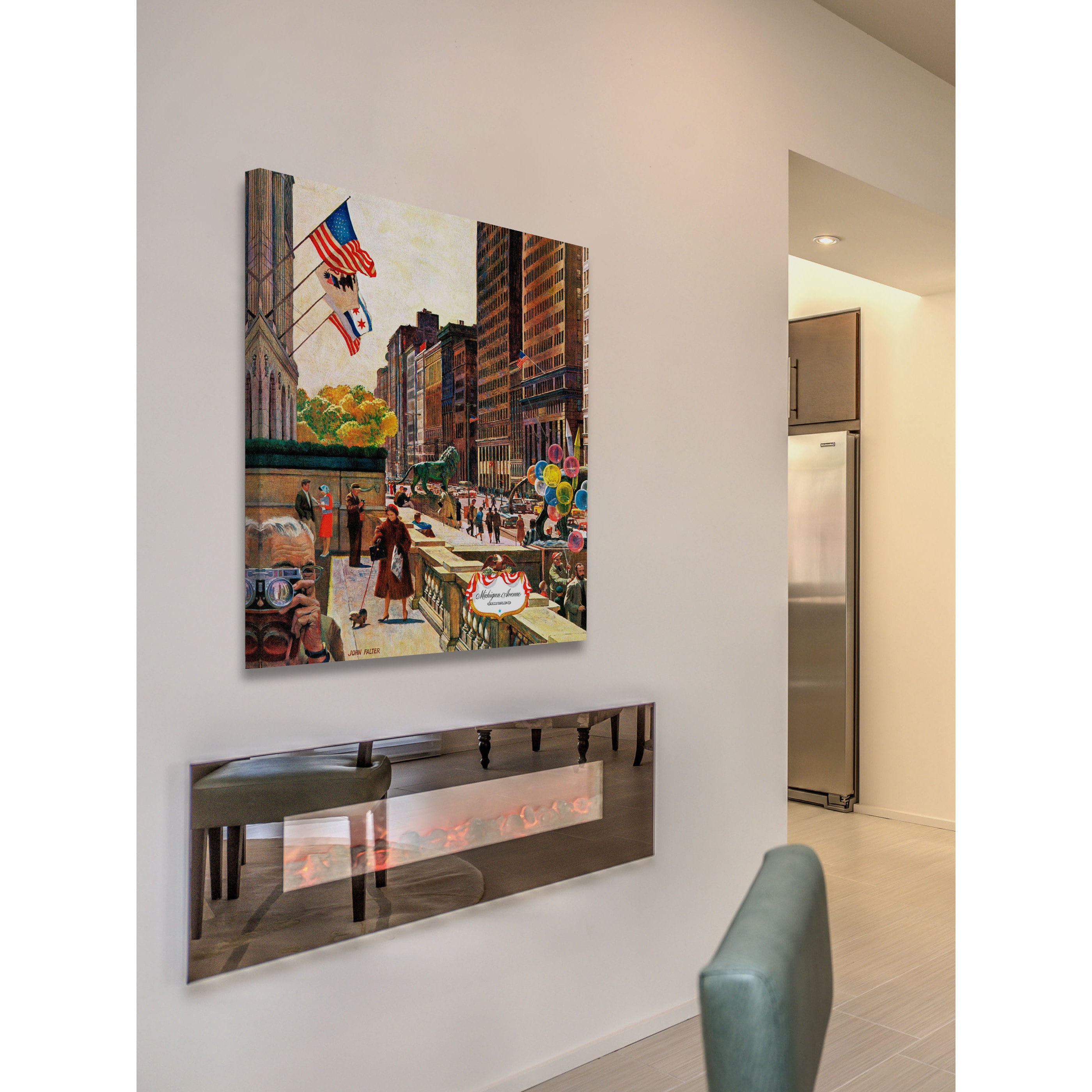 Marmont Hill "Michigan Avenue, Chicago" by John Falter Painting Print on Canvas