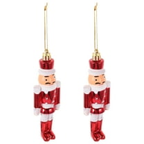 OFFIGAM 2Pcs Mini Nutcracker Soldier Pendant Red White Plastic Christmas Ornament Hanging Decoration