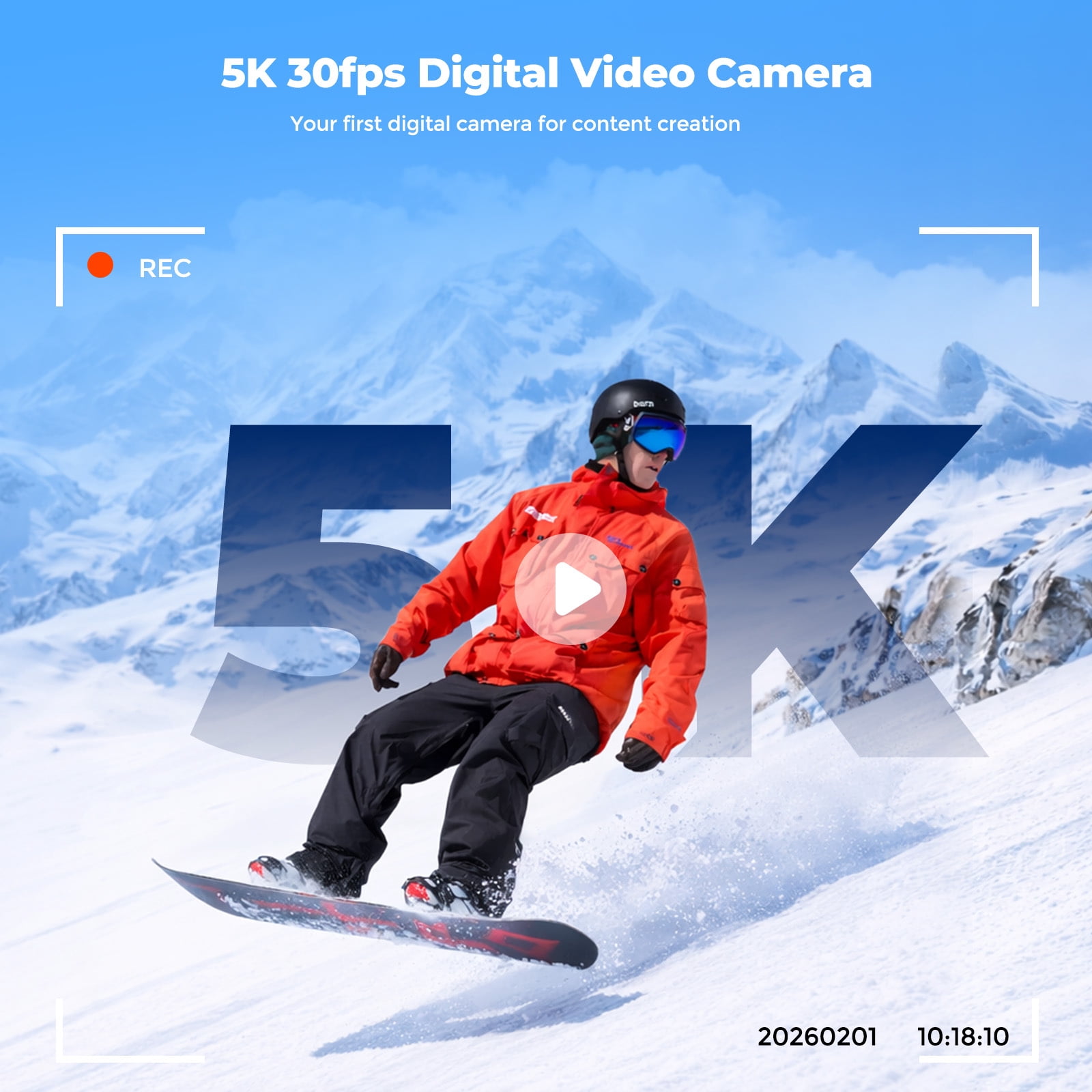 Campark 72MP Digital Camera for Photography, 6X Optical Zoom Autofocus 5K Vlogging Camera for YouTube