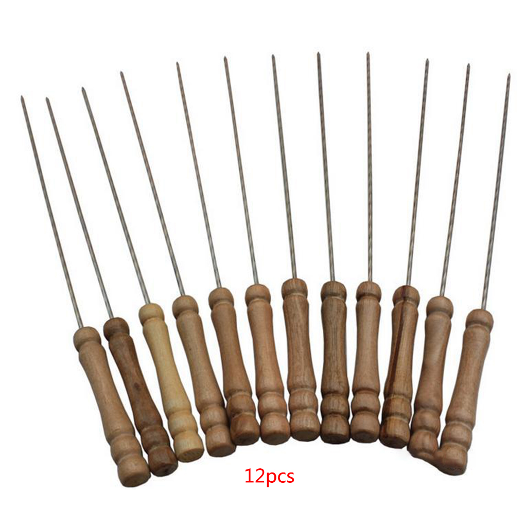 Dido Stainless Steel Metal Skewers Reusable Wooden Handle Twisted Metal