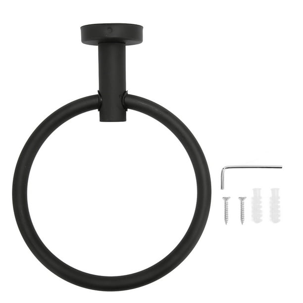 Toallero de aro negro mate para colgar toallas, de acero inoxidable, antioxidante, para montaje en pared, moderno soporte para toallas de baño