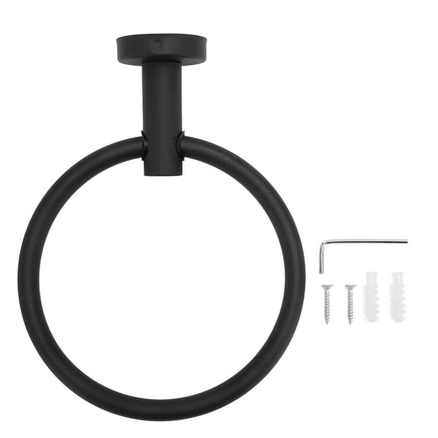 Anneau Porte-Serviette en Acier Inoxydable 304 Noir Mat - Cintre Mural Résistant à la Rouille pour Salle de Bain, Support Multi-Usage pour Serviettes, Vêtements et Petits Objets, Installation Facile Sans Perçage, Élégant et Peu Encombrant
