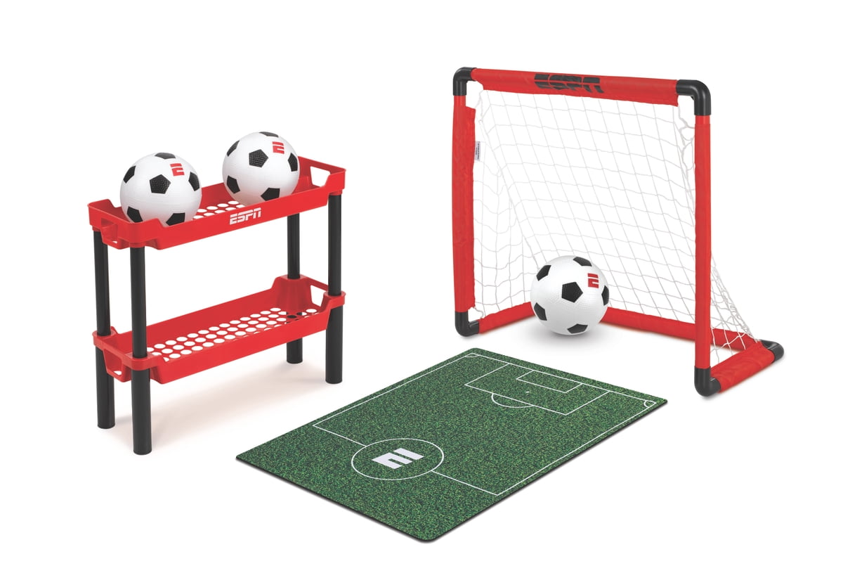 ESPN My First Soccer Goal Set for Kids Aged 3-5, Includes 3 Mini Soccer Balls, Storage Rack, and Play Mat