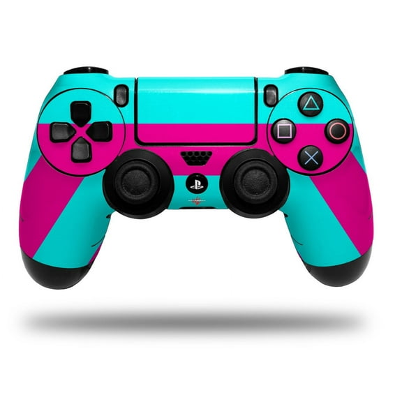 Skin for Sony PS4 Dualshock Controller PlayStation 4 Original Slim and Pro Psycho Stripes Neon Teal and Hot Pink (CONTROLLER NOT INCLUDED)