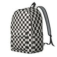 thumbnail image 2 of Black and White Checkered Backpack for School,Cute School Bag,Schoolbag with Adjustable Shoulder Straps & Padded Back,15.7"x11.8"x5.5", 2 of 5
