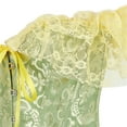 thumbnail image 5 of Lace Short Sleeves Corset Top Sexy Bustier Lingerie Waist Cincher Costume Tops Green S, 5 of 7