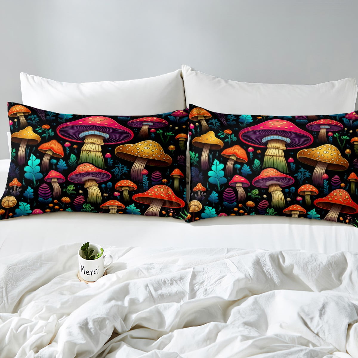 YST Hippie Mushroom Queen Sheet Set Wild Fungus Bed Sheets Set