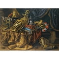 thumbnail image 2 of Madeleine de Boulogne 24x18 Black Ornate Framed Double Matted Museum Art Print Titled: Pieces of Parade Armour, a Plumed Helmet, a Pistol in a Case, a Gilt Ewer, a Silver Perfume B, 2 of 5
