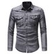 thumbnail image 2 of Camisa vaquera de manga larga para hombre con lavado de solapa y botones a juego para montañismo al aire libre Pompotops  oipoqjl27473, 2 of 7
