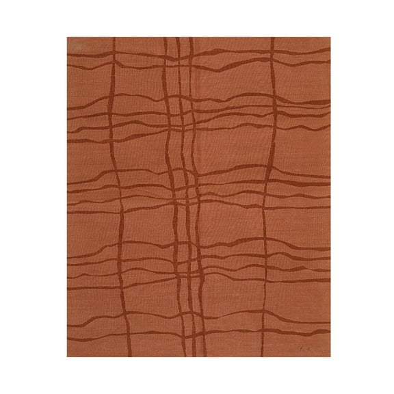 EORC Rust Handwoven Wool Contemporary Modern Flat Weave Rug, 6'2 x 7'11