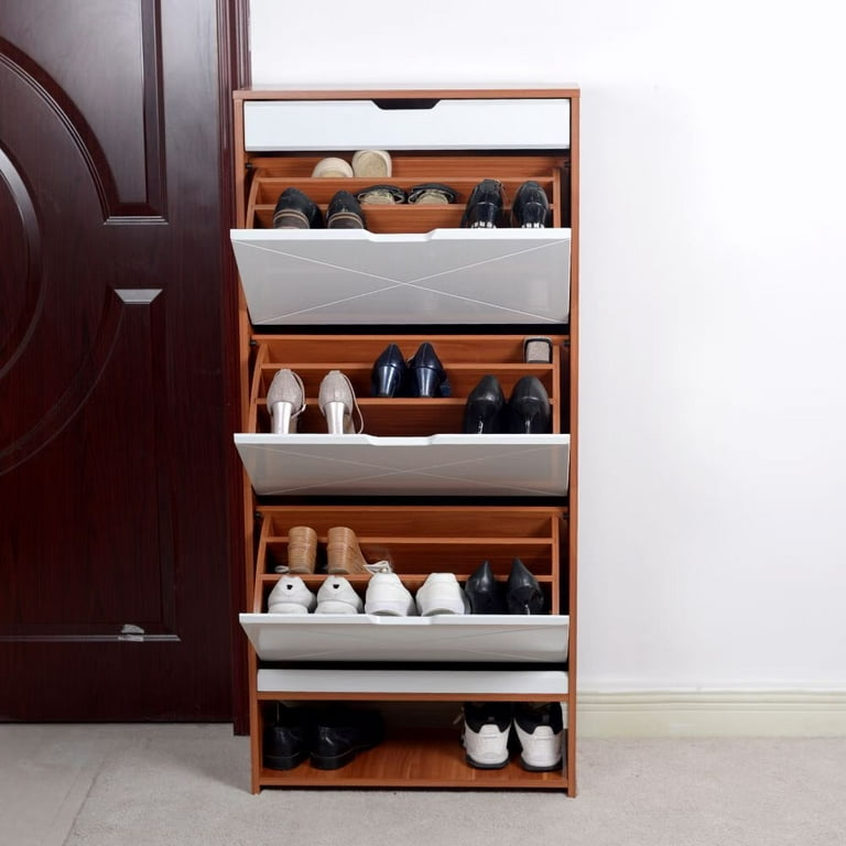 Lamerge Shoe Cabinet for Entryway, Modern Shoe Storage Cabinet with Hidden  2 Flip Drawers and Slide Drawer, Freestanding Shoe Organizer Racks for