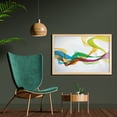 thumbnail image 2 of Abstract Wall Art with Frame, Styled Wavy Ribbon Line and Smoked Rainbow Like Cool Graphic Art, Printed Fabric Poster for Bathroom Living Room, 35" x 23", Multicolor, by Ambesonne, 2 of 2