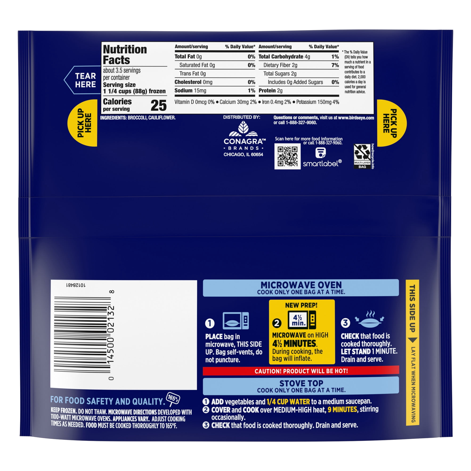 Birds Eye Steamfresh Broccoli and Cauliflower, Frozen Vegetables, 10.8 oz. Bag