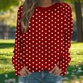 thumbnail image 4 of VEKDONE Women’s Polka Dot Print Sweatshirt Long Sleeve Crewneck Casual Pullover Tops Loose Fit Lightweight Basic Sweatshirts, 4 of 7