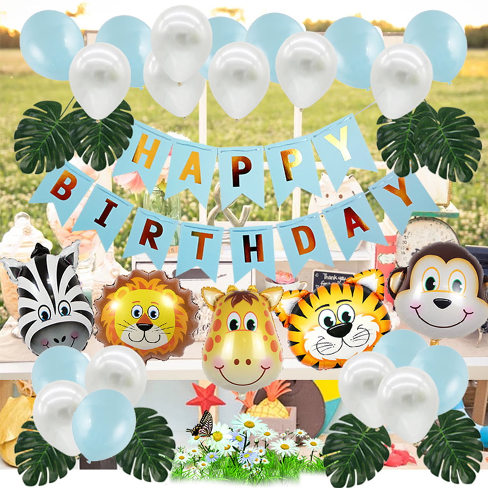 Details about   6pcs Big Animal Zoo Safari Giant Foil Helium Balloons Party Supplies Lion 