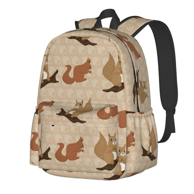 Sikiie Cartoon Squirrel Print Lightweight Student Backpack, Suitable for School, Work, Sports and Travel, Ergonomic Large-capacity Backpack, Unisex
