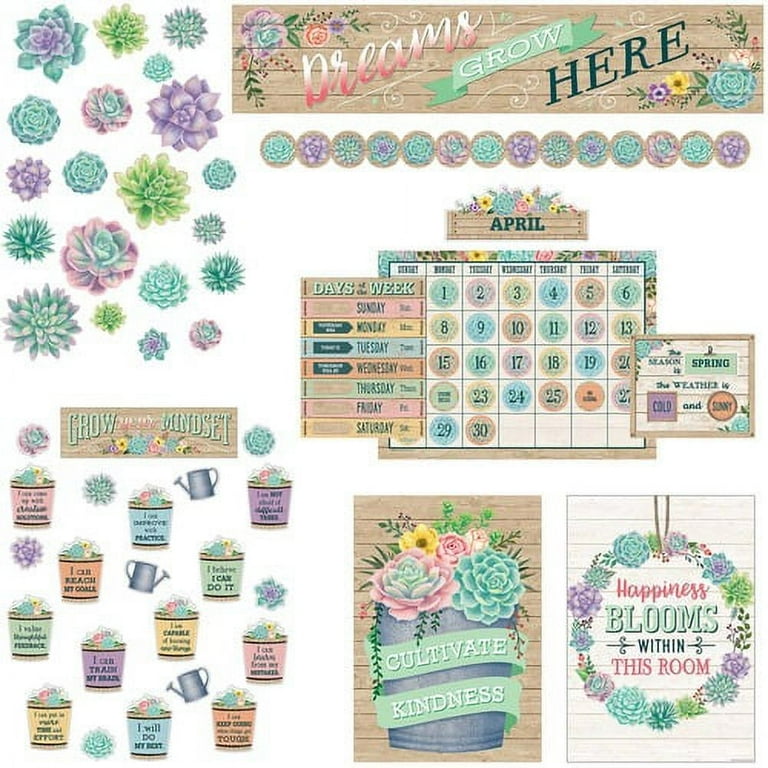 Teacher Created Resources Board Decorative Set - Rustic Bloom - Sturdy, Durable - 1.50 Teacher Created Resources Board Decorative Set - Rustic Bloom - Sturdy, Durable - 1.50