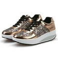thumbnail image 4 of Zpanxa Womens Casual Shoess Ladies Wedges Sneakers Sequins Shoes Fashion Girls Sport Shoes Gold 38, 4 of 8