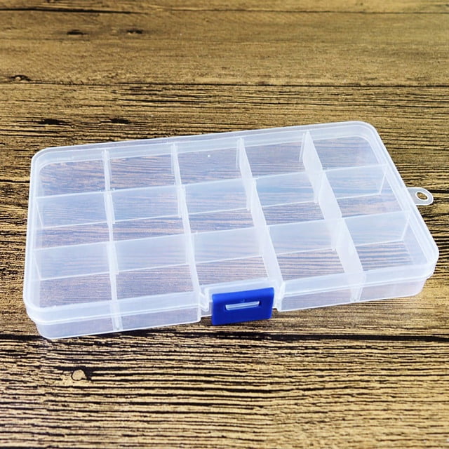 LEFU Plastic Storage Box with Adjustable Compartments - Jewelry Organizer Container for Beads, Earrings, Necklaces, Rings - 10/15/24 Grids DIY Craft Organizer
