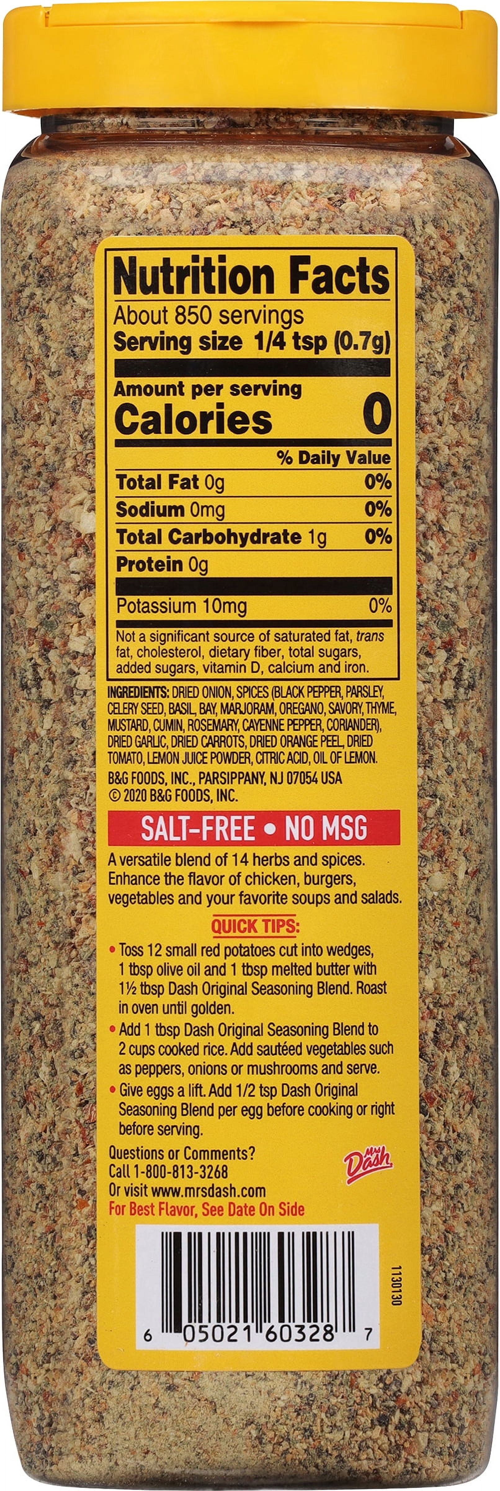 (6 pack) Dash Original Seasoning Blend, Salt-Free, Kosher, 21 oz Shaker