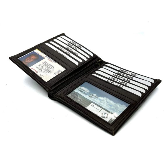 RFID Blocking Genuine Leather Men's European Hipster Bifold Wallet 10 Card 2 ID