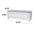 thumbnail image 3 of DecMode Velvet Mirrored 3 Drawer Storage Bench with Upholstered Seat, Gray, 3 of 16