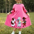 thumbnail image 2 of bbymog Long Sleeve Dresses for Girls Fashion Cute Graphic Crewneck Cotton Dress Girls Clothes Pink B 3 years, 2 of 7