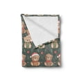 thumbnail image 2 of Ambesonne Christmas Fleece Throw Blanket Teddy Bear Xmas Print 70"x90" Green Dimgray Vermilion, 2 of 6
